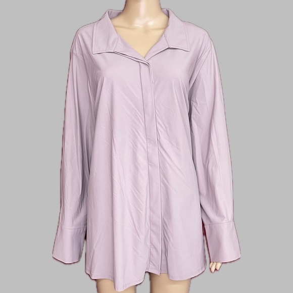 Marla Wynne Stretch Tech Dusty Lavender Pocket Tunic Top Size 3X - Picture 1 of 7